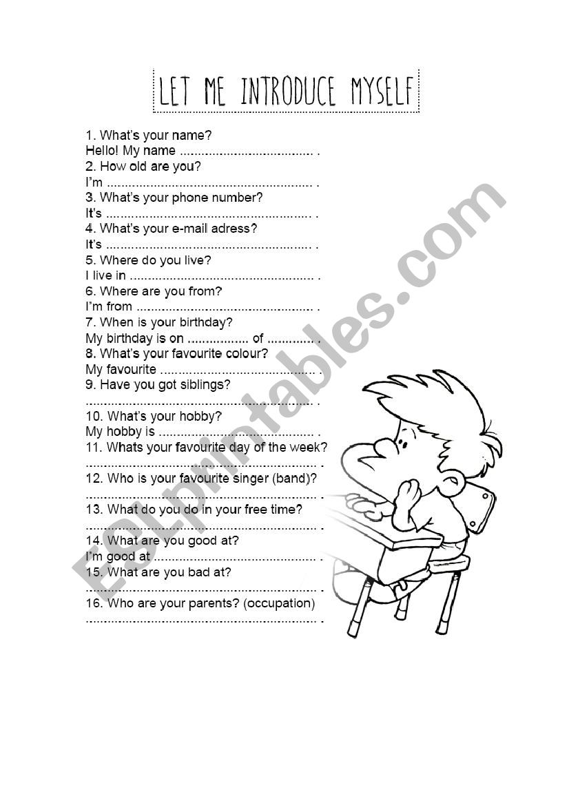 Let Me Introduce Myself worksheet