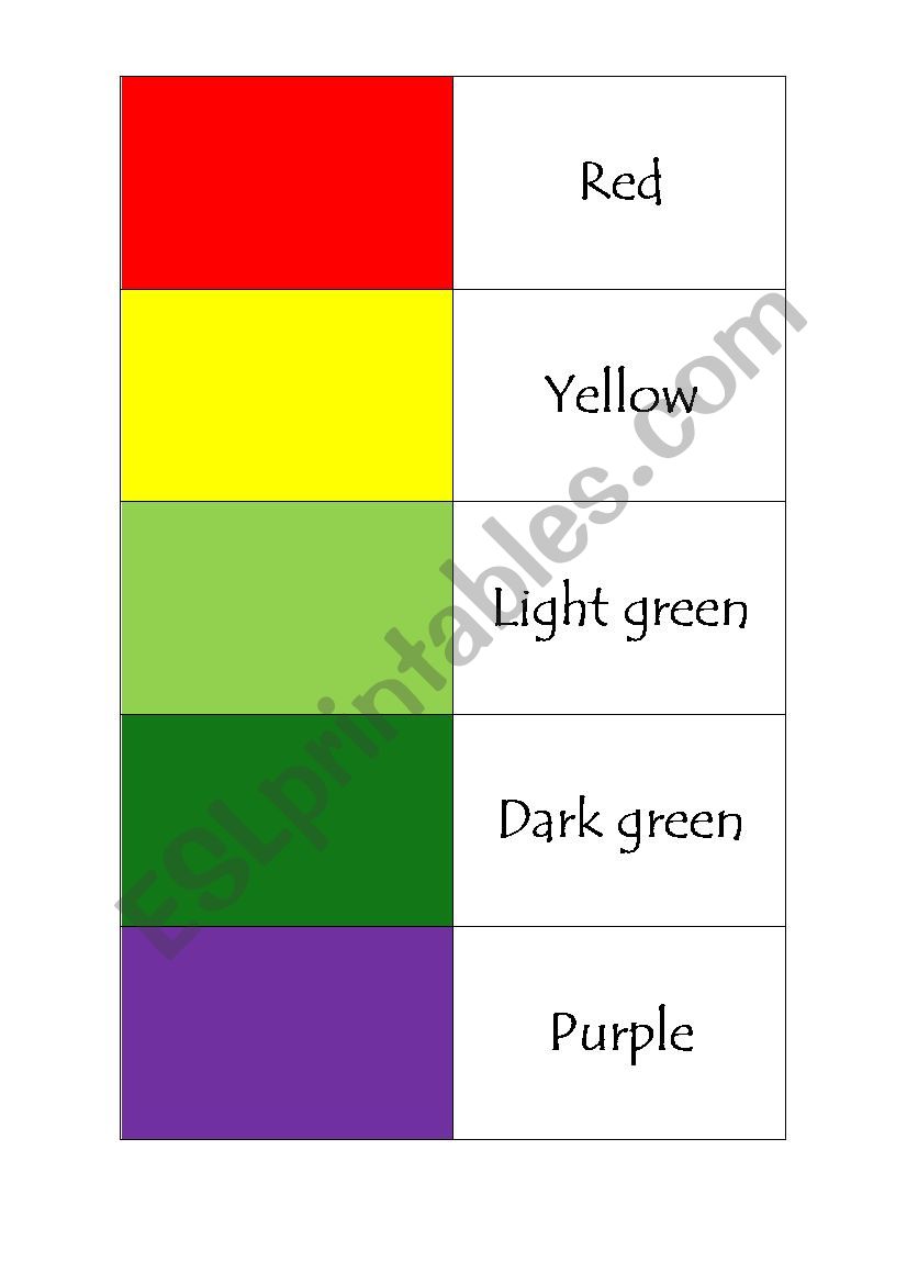 Colours memory game worksheet
