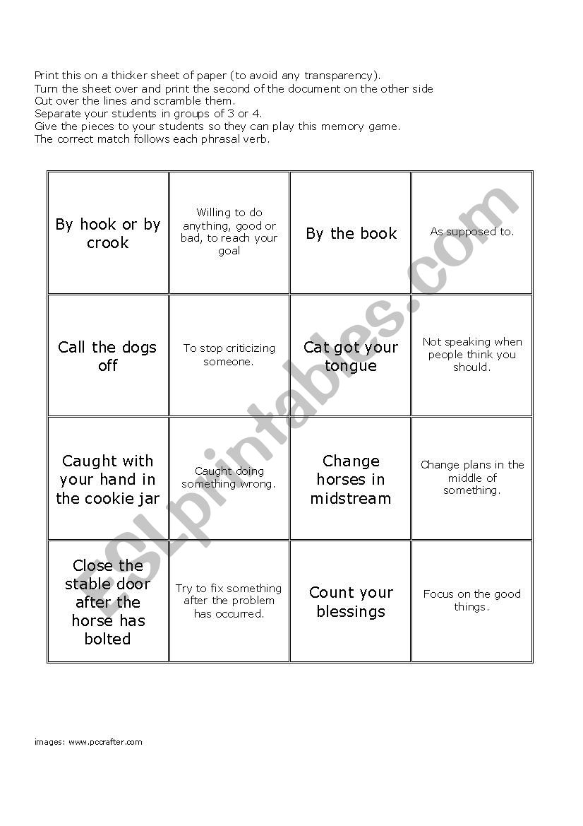 Memory Game 8 - ESL worksheet by juliamontenegro