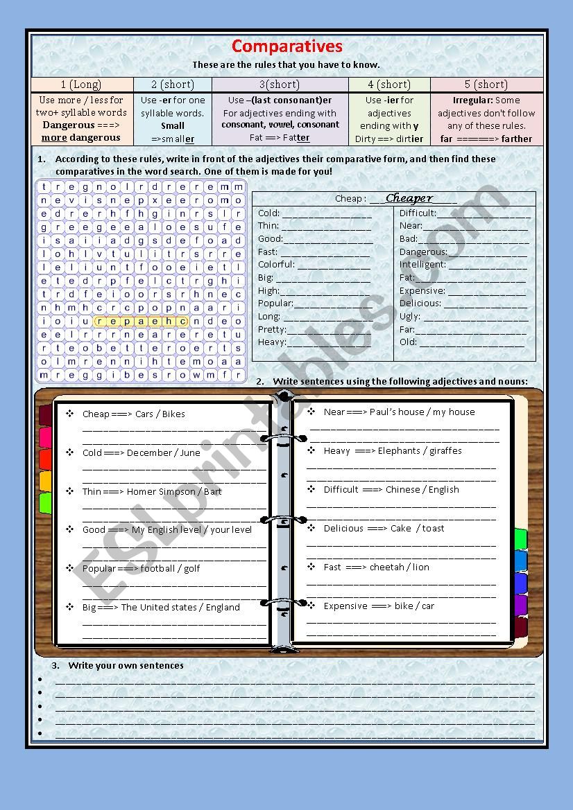 Comparative adjectives worksheet