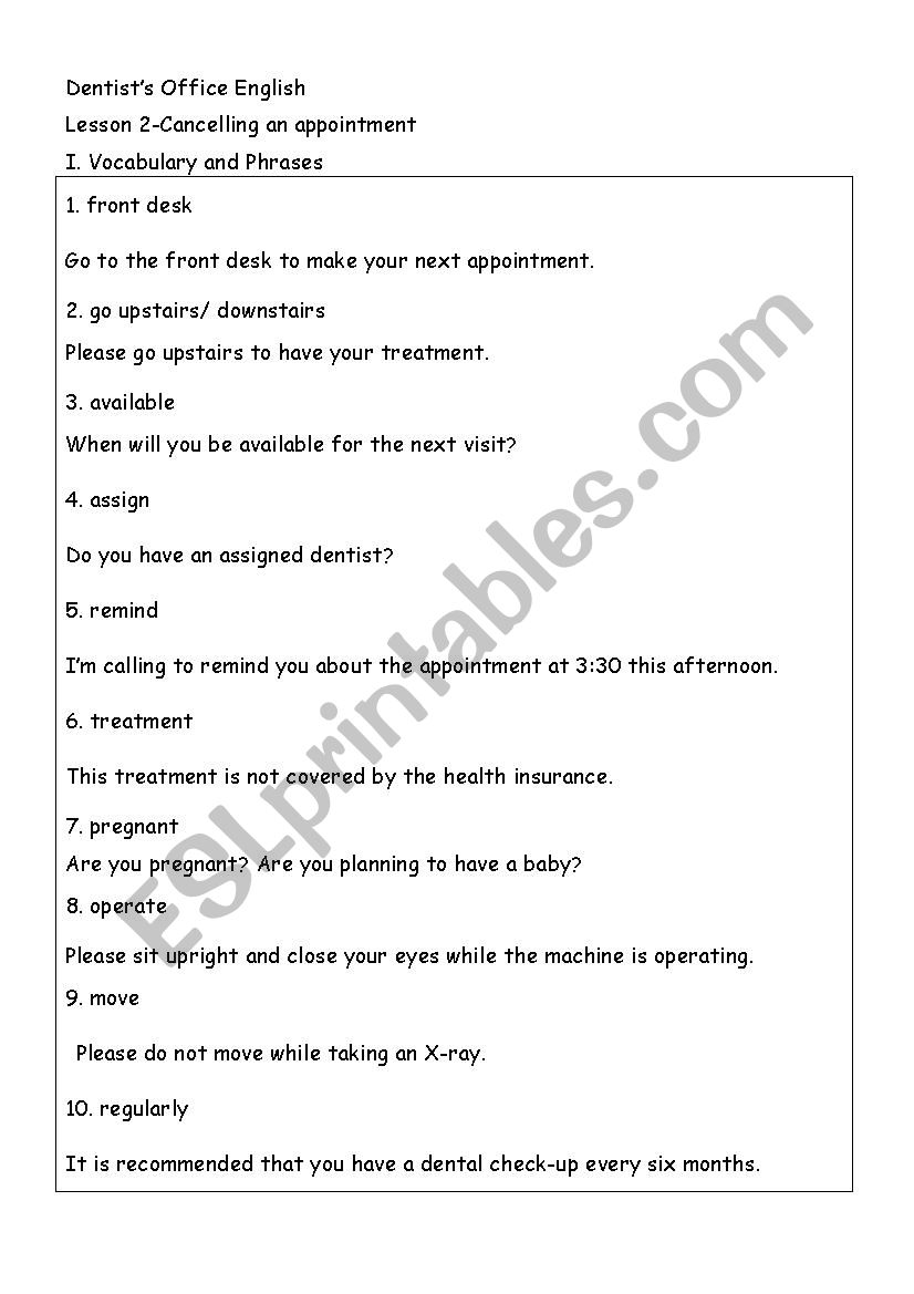 Dental English-Cancel the appointment