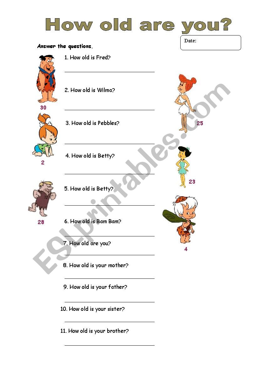 How old are you? worksheet