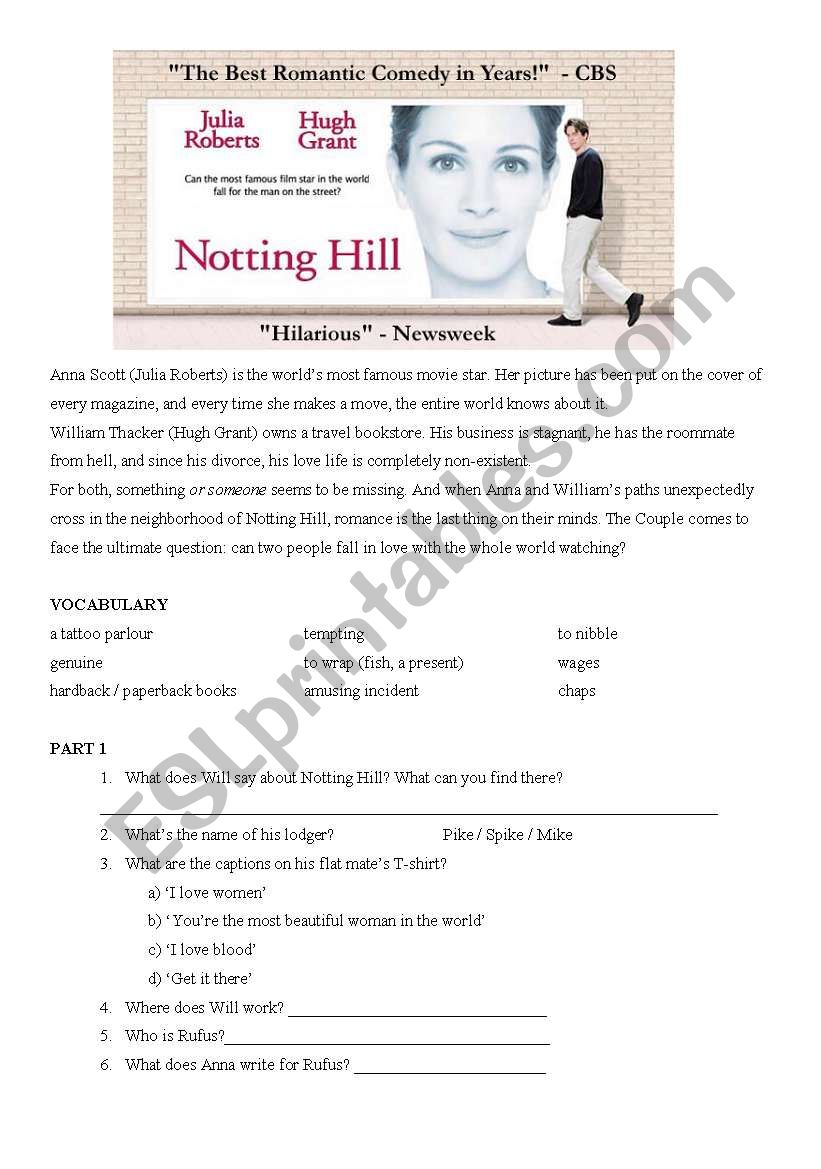 Notting Hill - worksheet worksheet