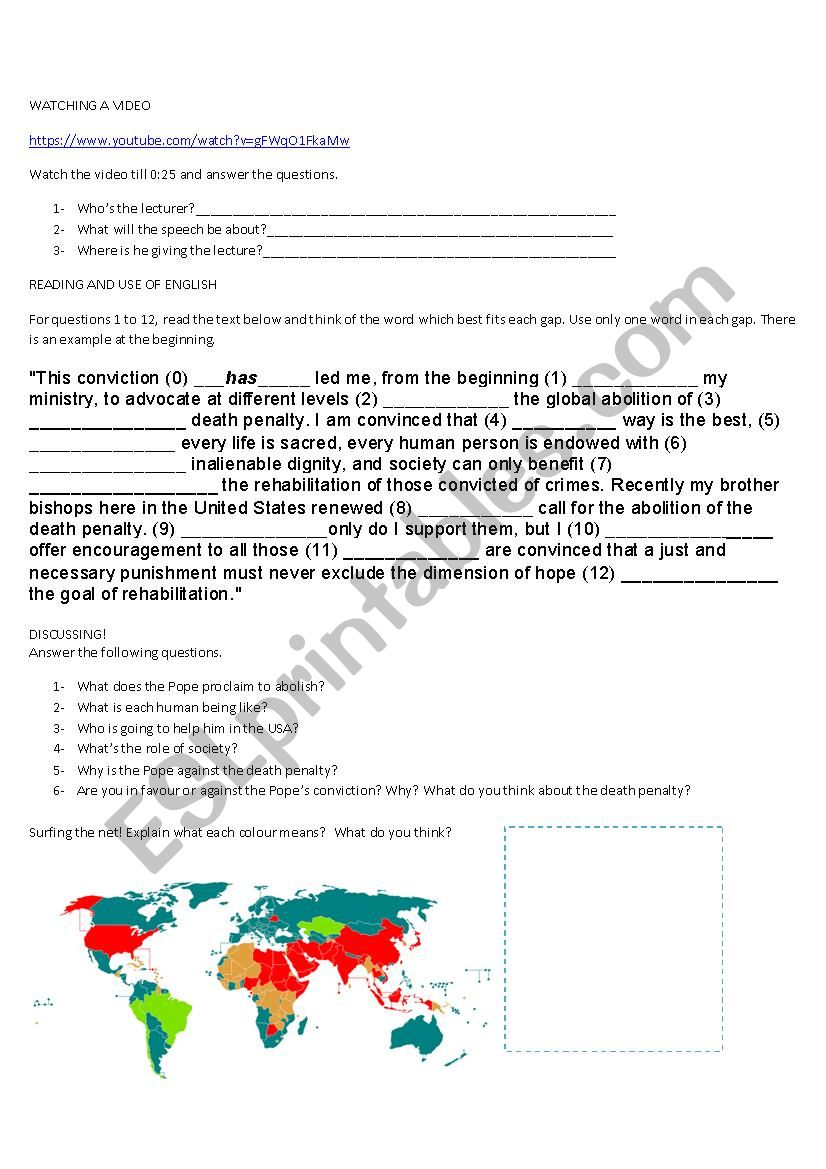 Death Penalty worksheet