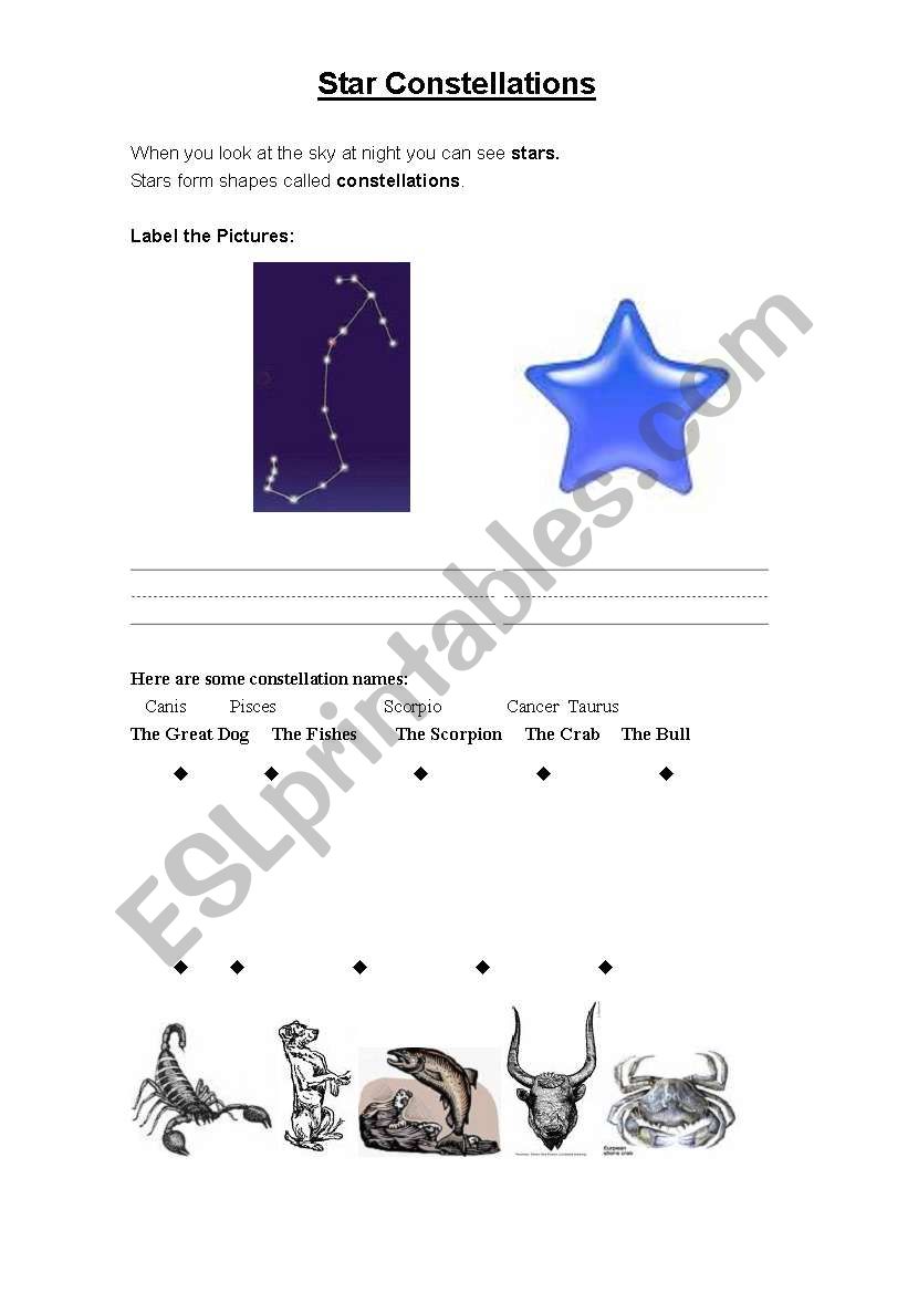 Star Constellations worksheet