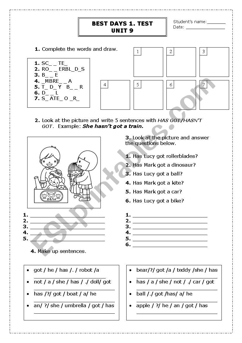 BEST DAYS 1. TEST.UNIT 9 worksheet