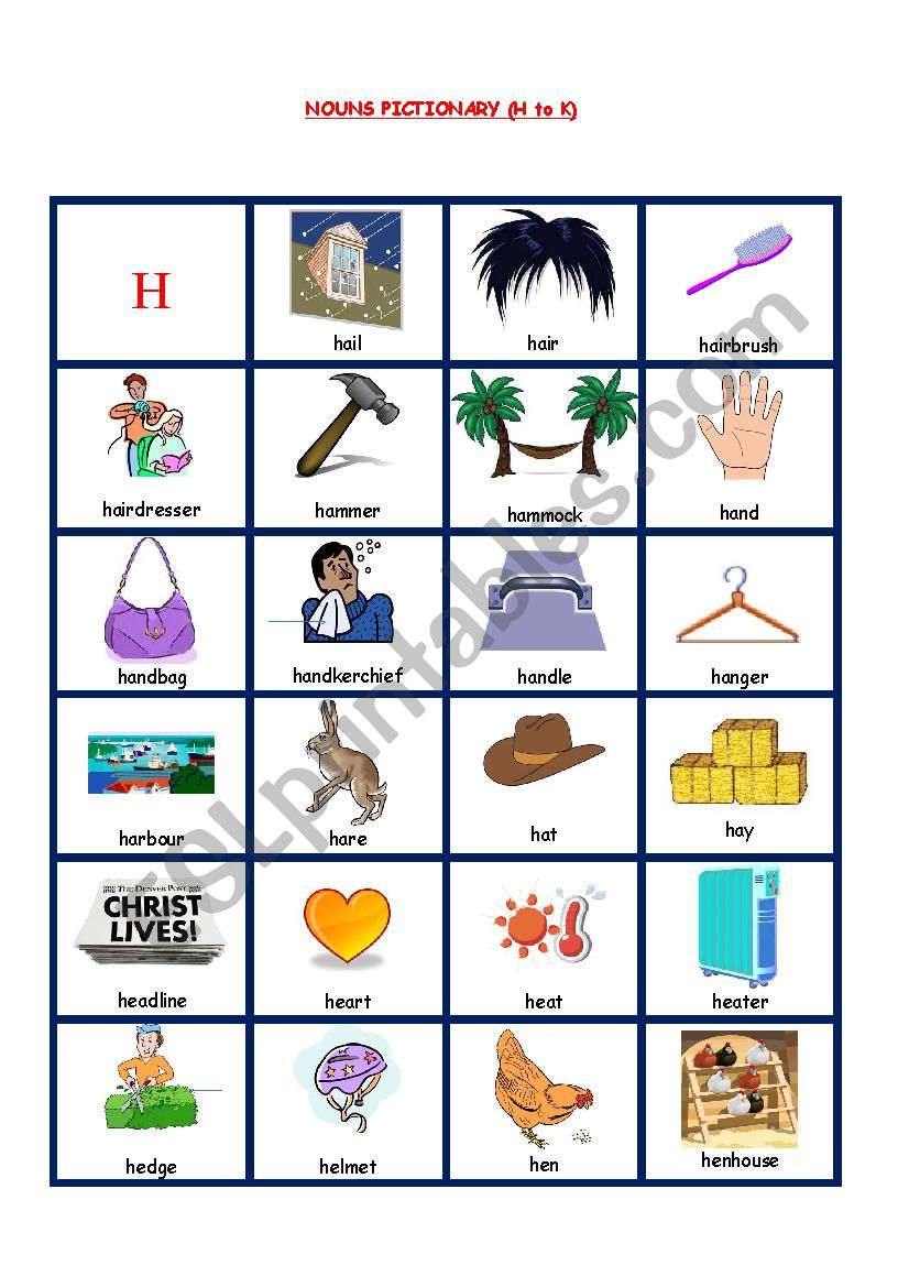 NOUNS PICTIONARY 5 worksheet