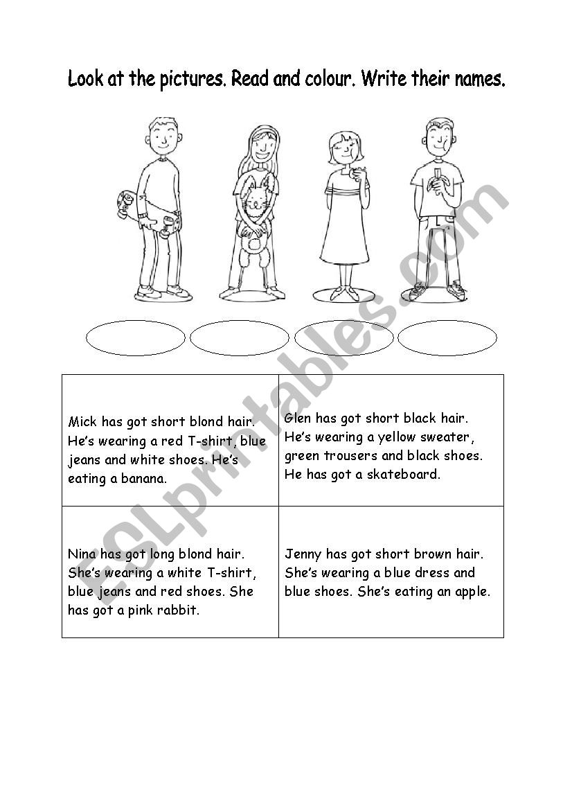 Describing people worksheet