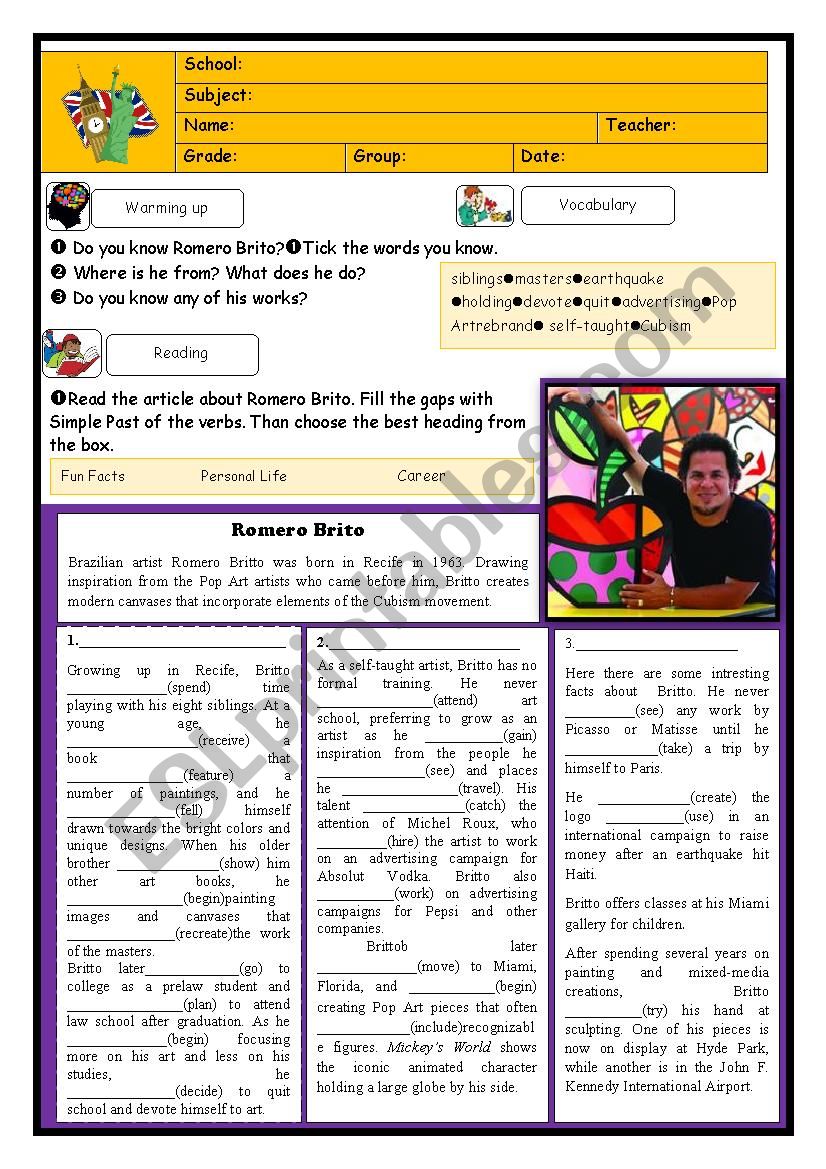 Worksheet Simple Past_Romero Brito_Regular and Irregular Verbs