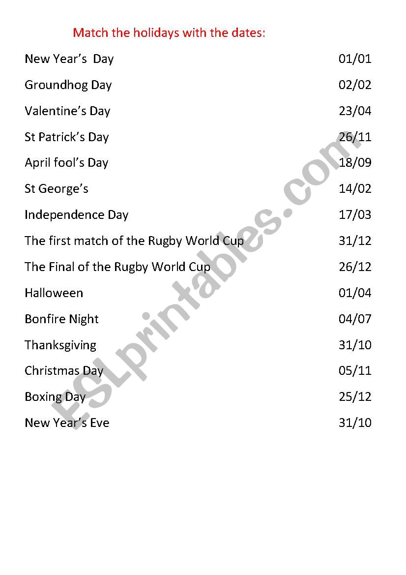 Holidays and festivals in the UK and the USA