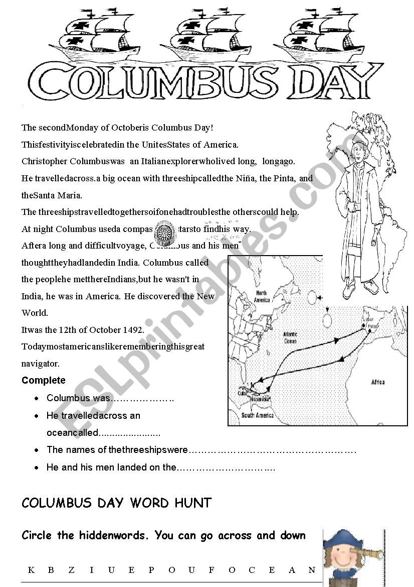 Columbus Day worksheet