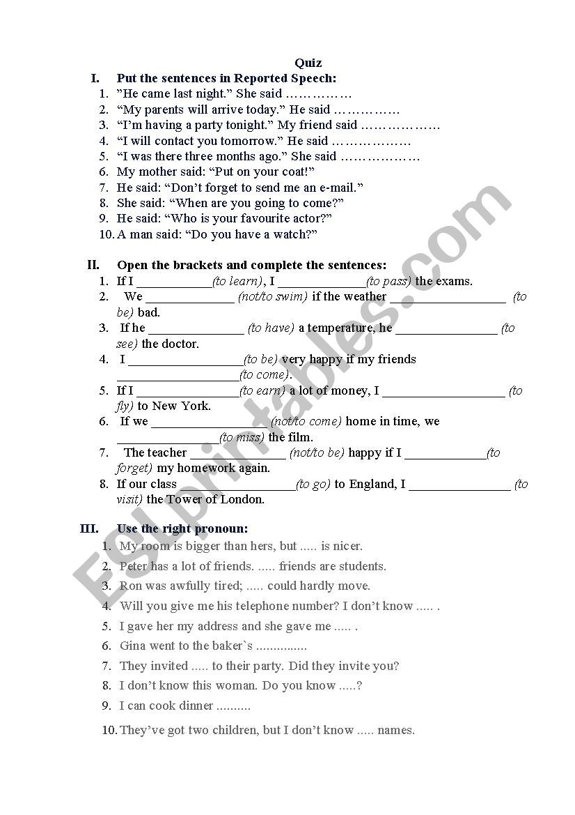 Control work worksheet