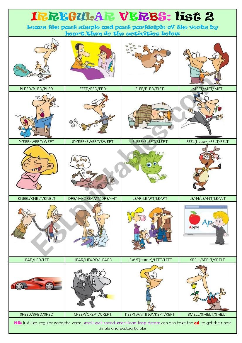 Irregular Verbs List 2 worksheet