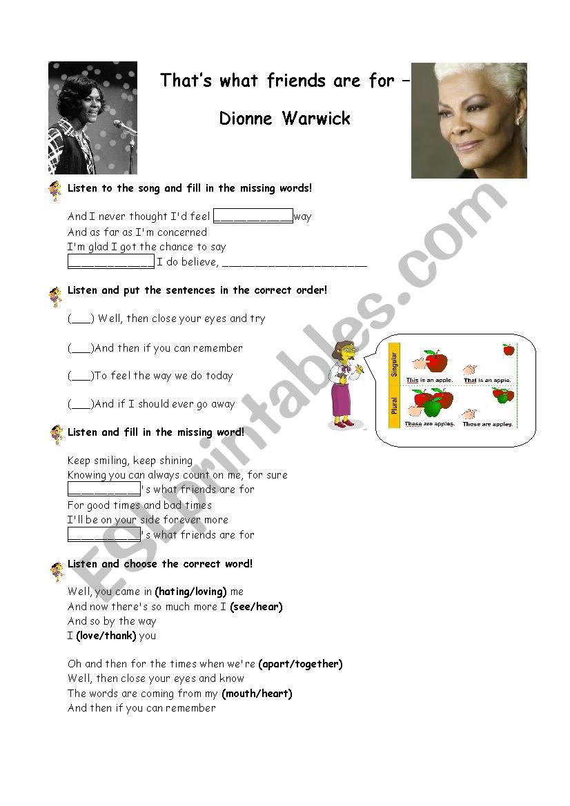 ThatÂ´s what friends are for - this/that - a/an