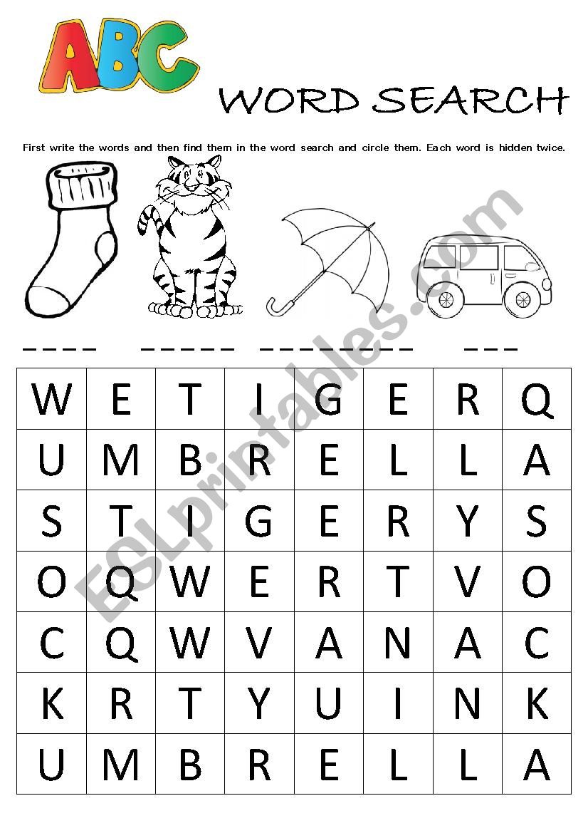 Alphabet Word Search (S, T, U, V)