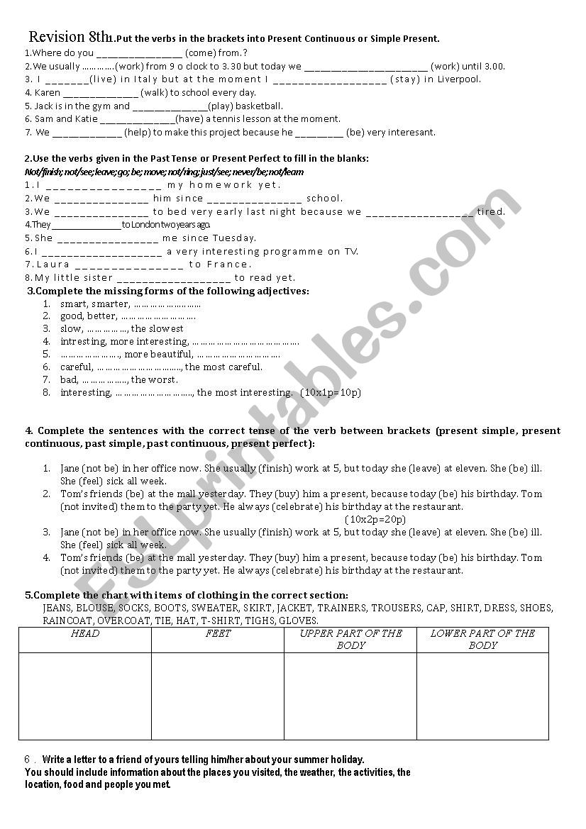 grammar worksheet