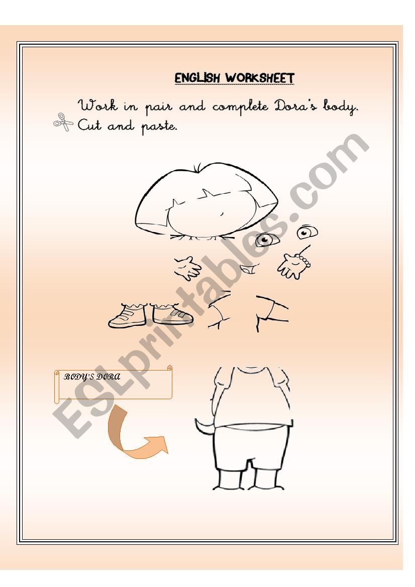 DoraÂ´s Body worksheet