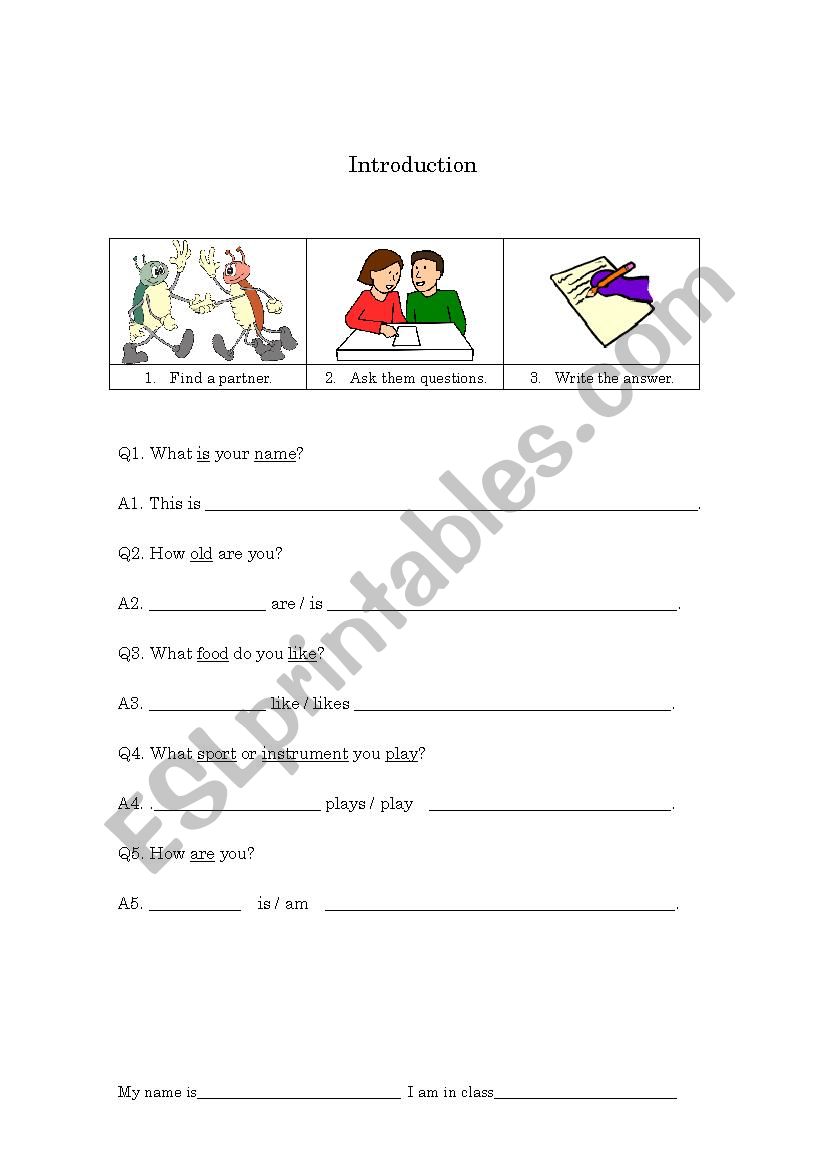 Interview Friends worksheet