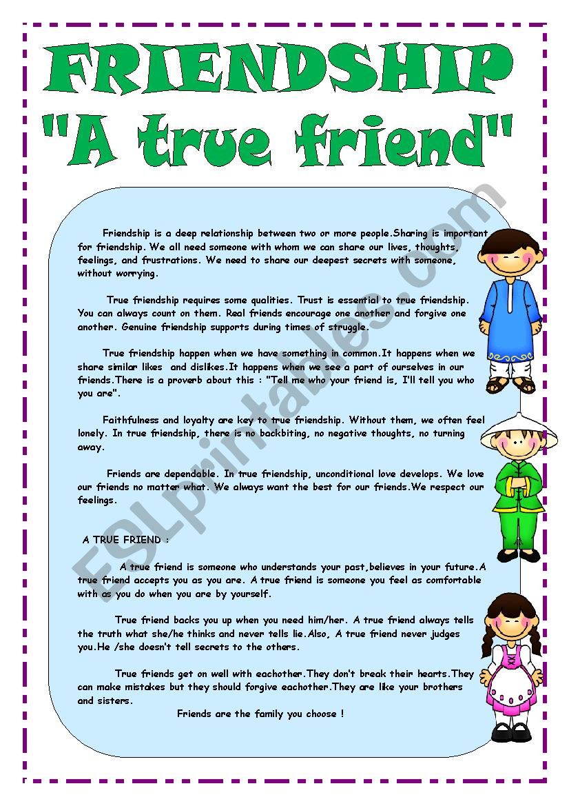 FRIENDSHIP ESL Worksheet By Fatossworld