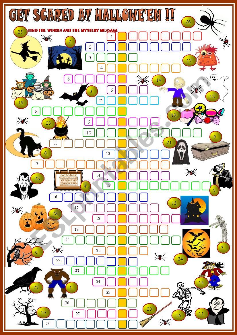 Get scared at Halloween !:crossword 2 with KEY