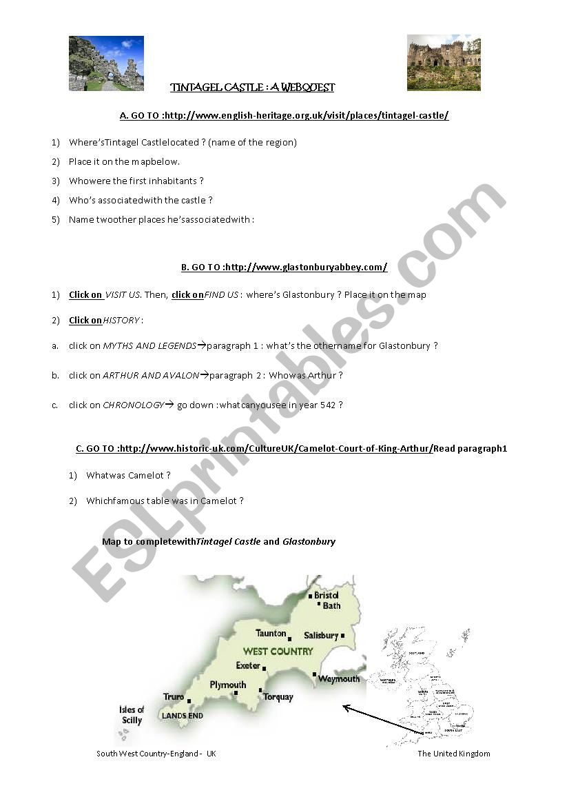 Tintagel Castle: A webquest worksheet