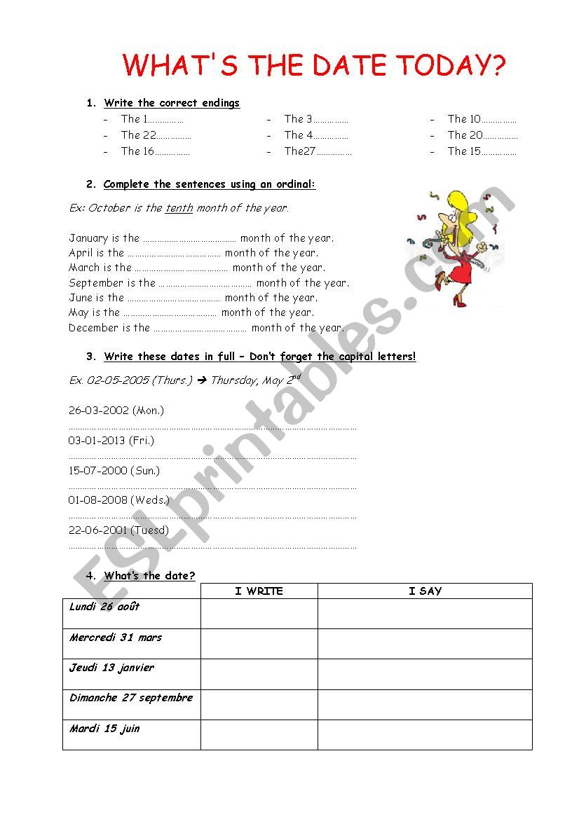 WhatÂ´s the date today? worksheet