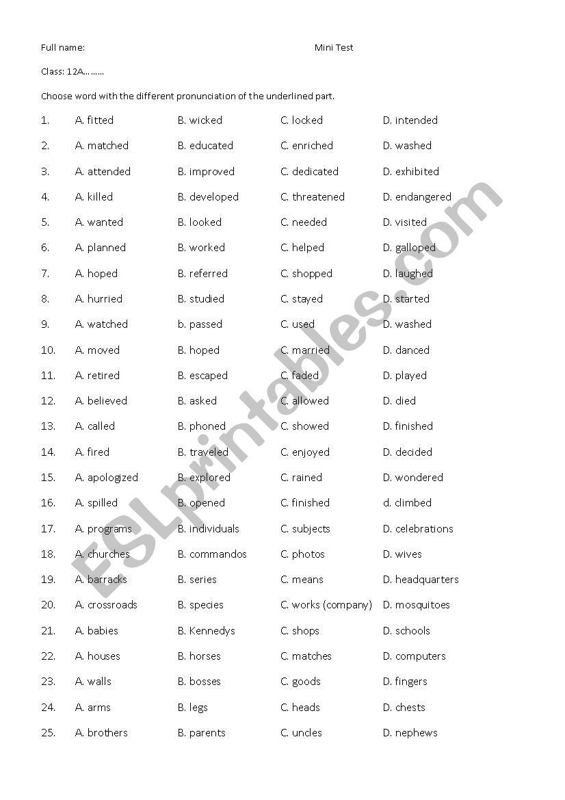 ending sounds : ed - s worksheet