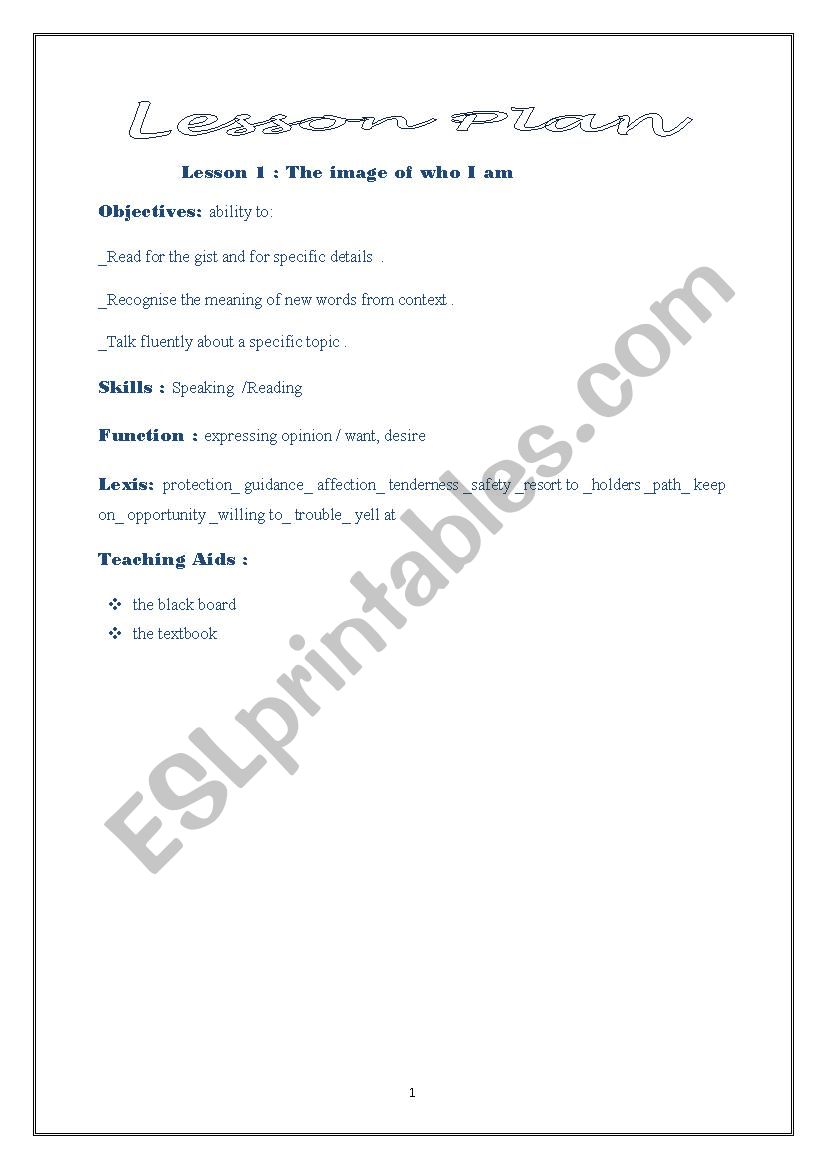 lesson plan second year lesson 1
