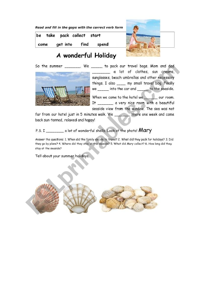 holidays worksheet