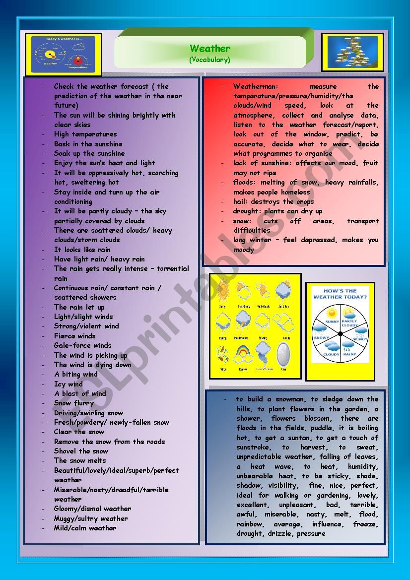 weather (vocabulary) worksheet