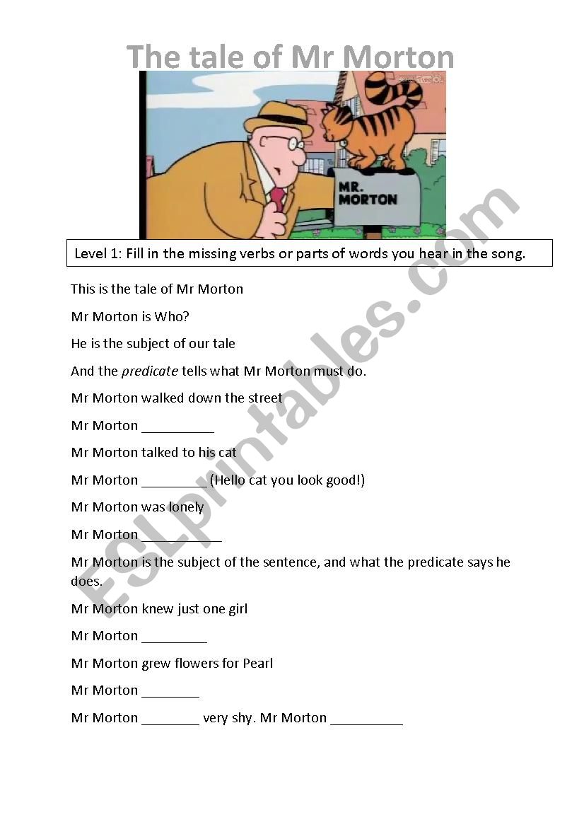 Mr Morton fill the gaps worksheet