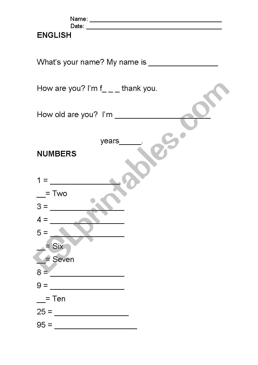 exam basic english worksheet