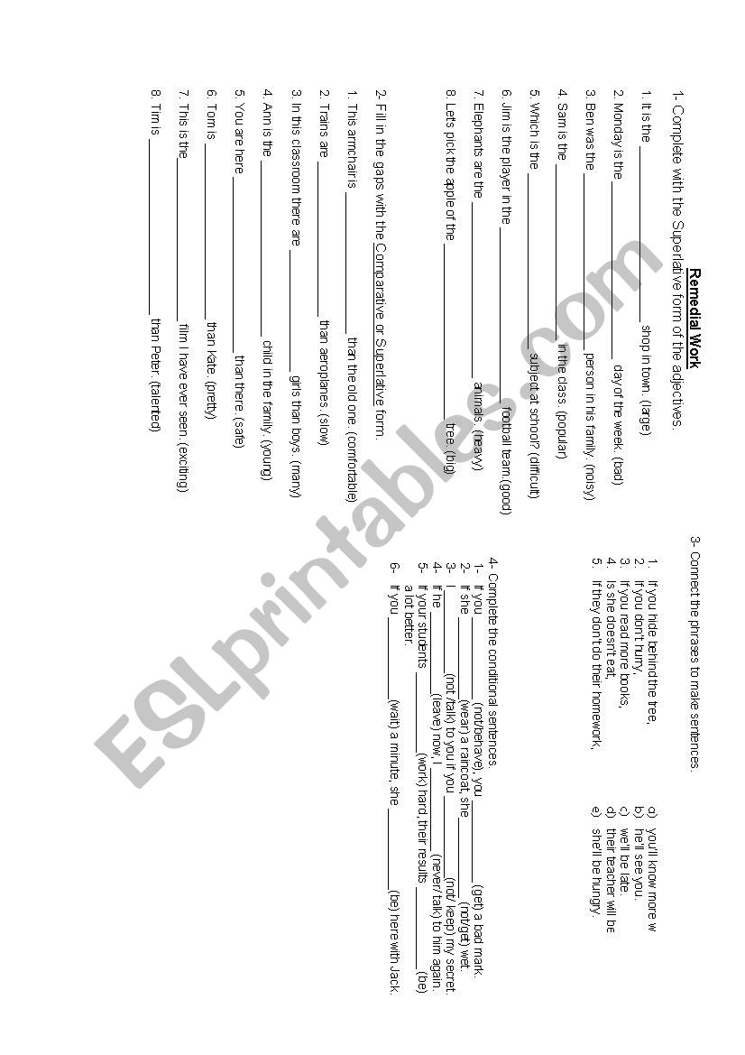 Superlative and comparative worksheet