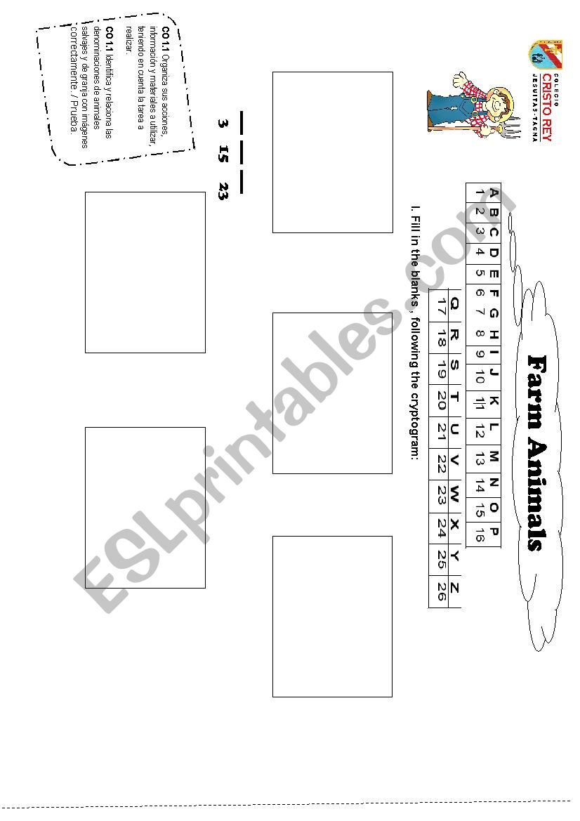 Farm animal worksheet