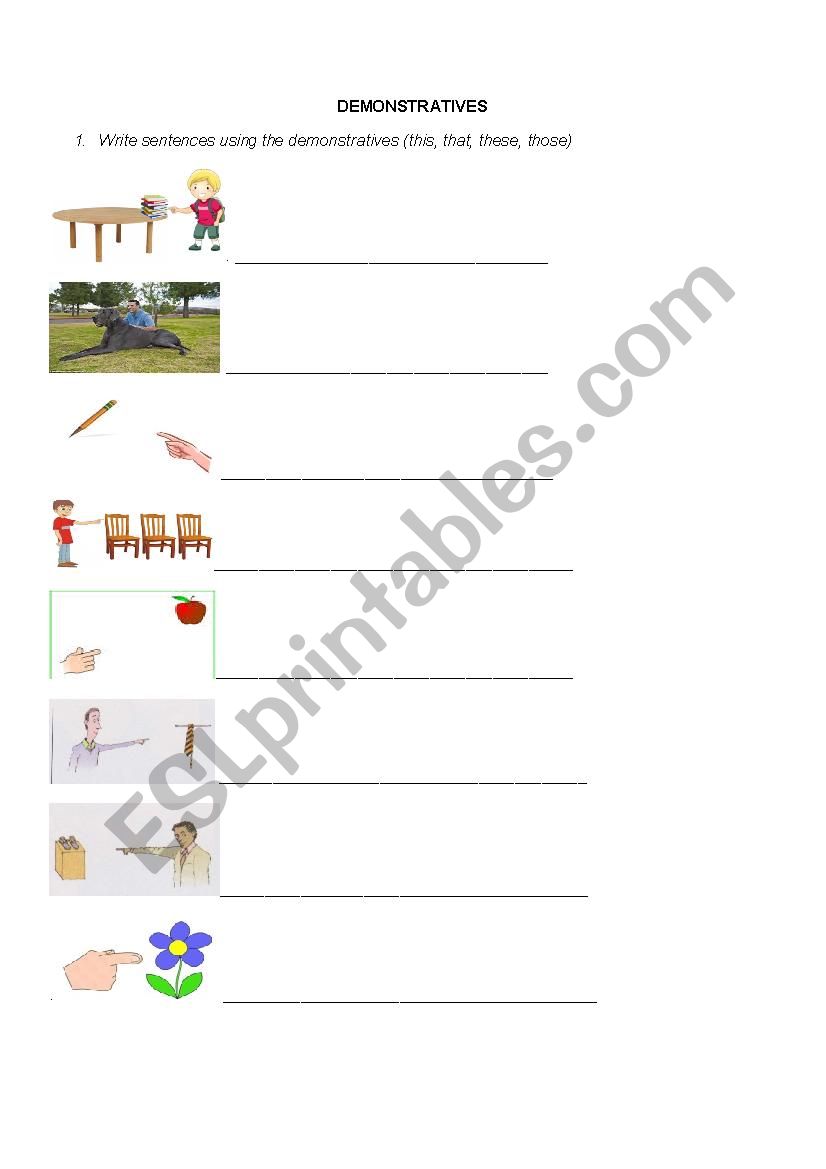 Demonstratives worksheet