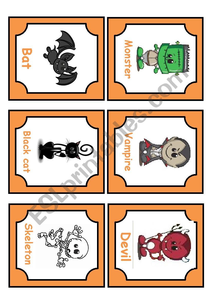 Halloween flashcard worksheet