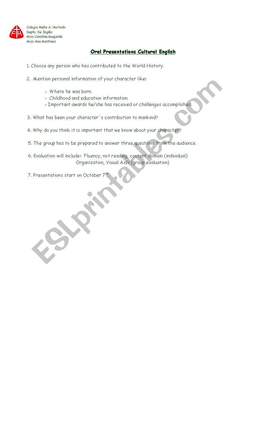 oral evalution chart worksheet