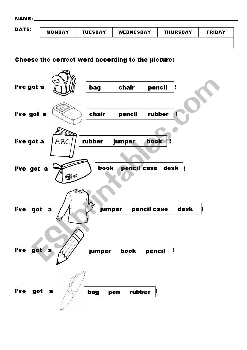 review school things, weather and seasons