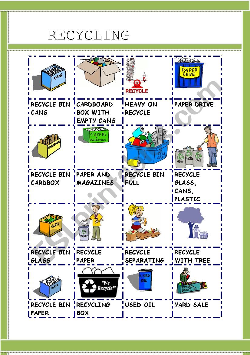 recycling esl worksheet by gemaherlo