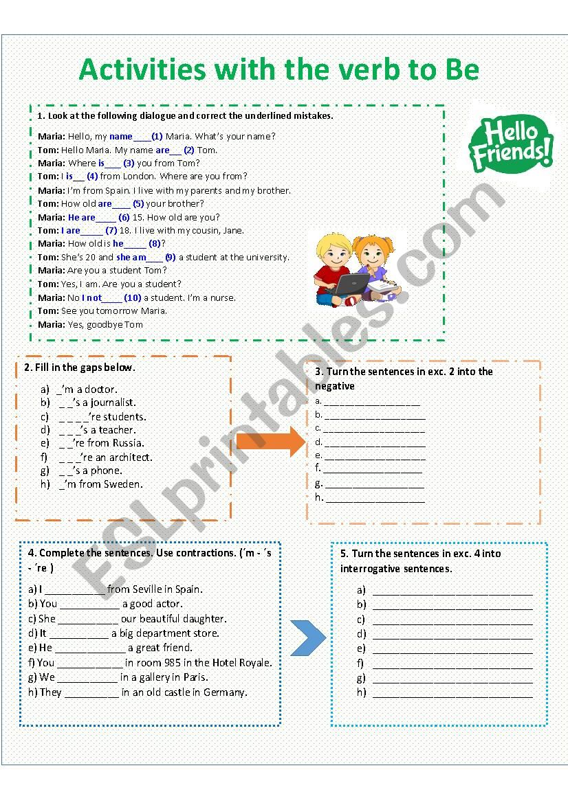 Activities with Am - IS - ARE worksheet