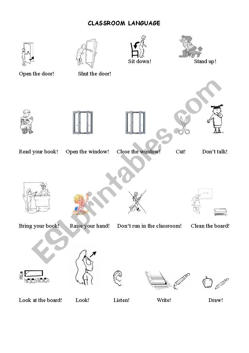 Classroom instructions worksheet