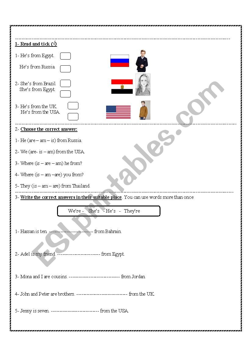 countries and nationalities worksheet