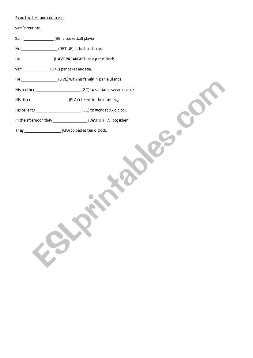 Simple Present worksheet
