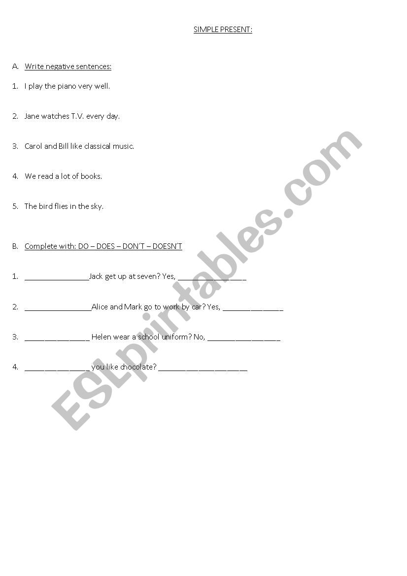 Simple Present worksheet