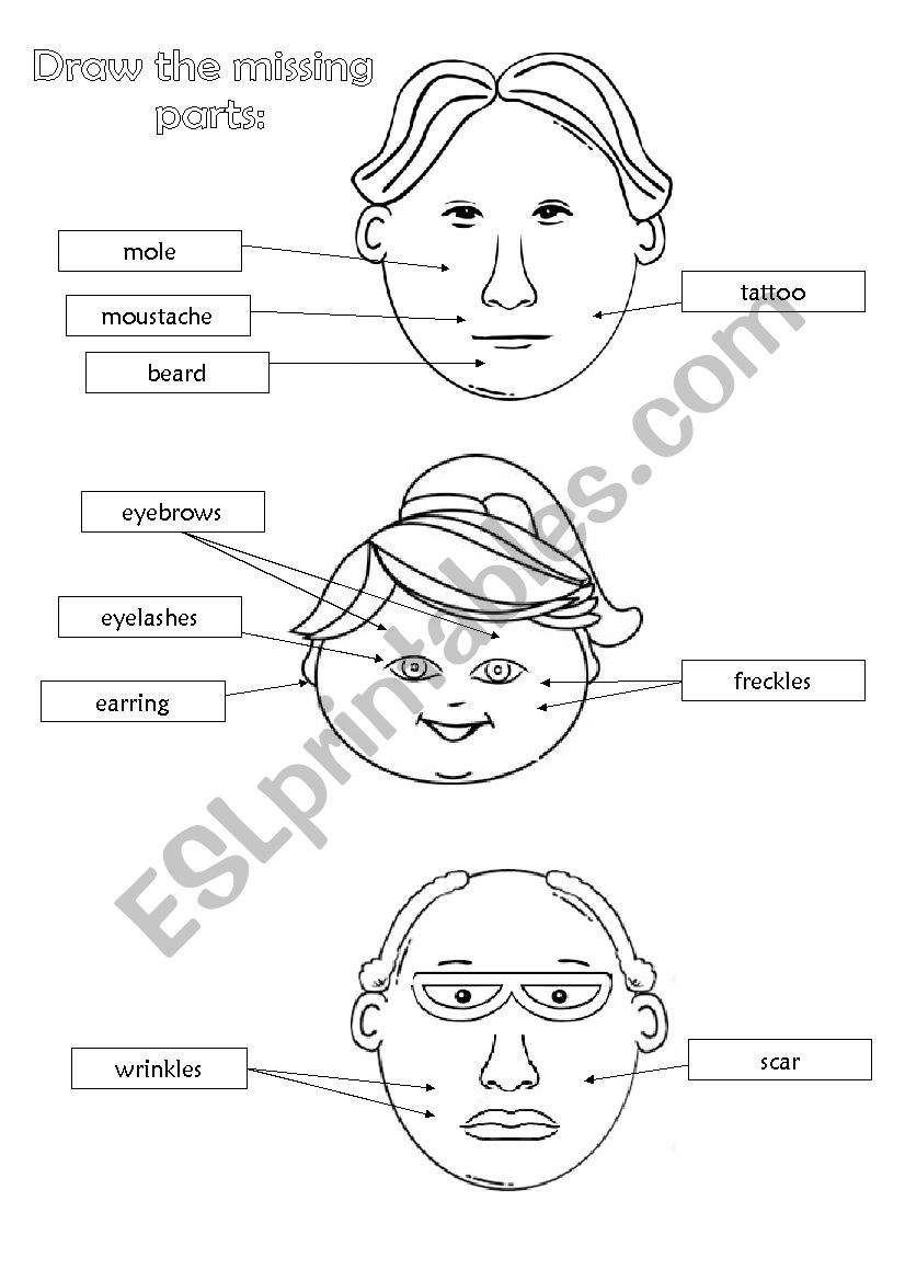 draw the missing parts of the faces