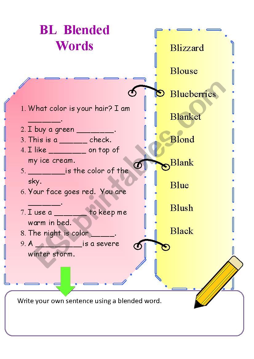 (BL) Blended words worksheet