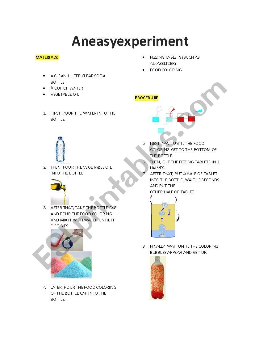 experiment worksheet