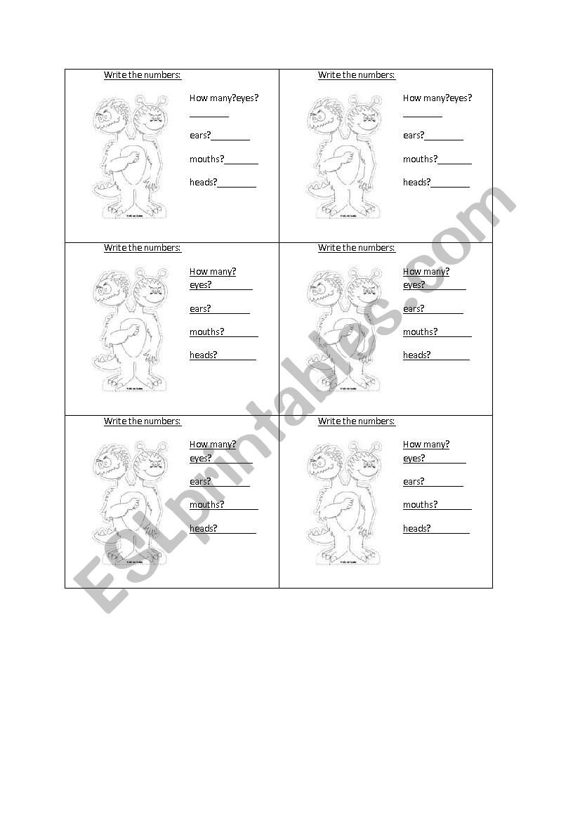 Parts of the face worksheet