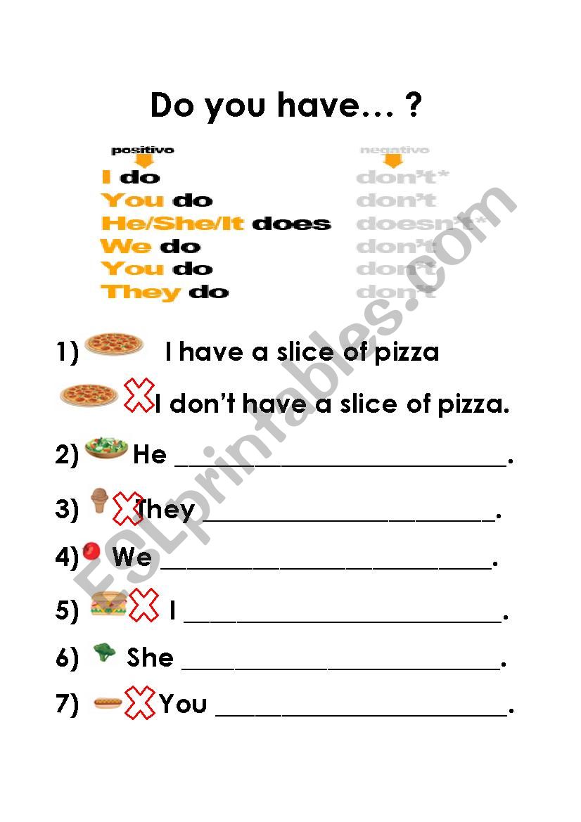 do you have..? worksheet