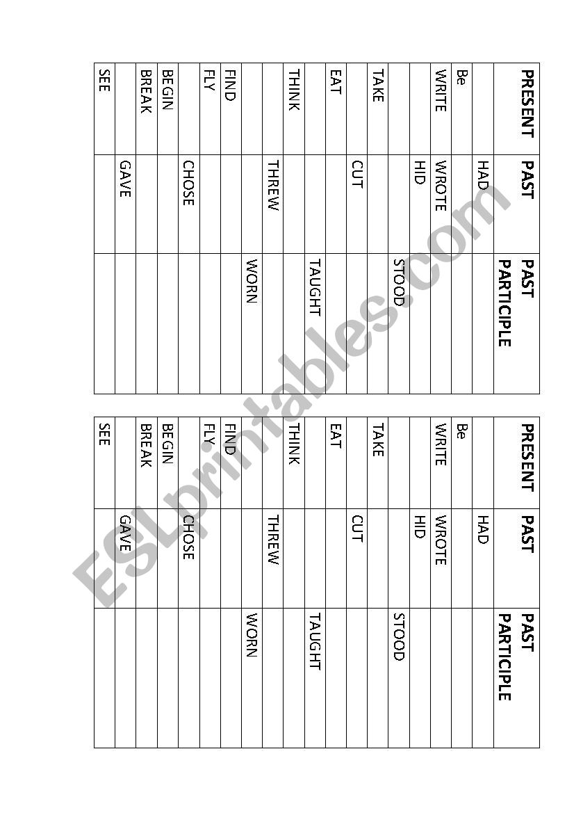 VERB TENSES worksheet